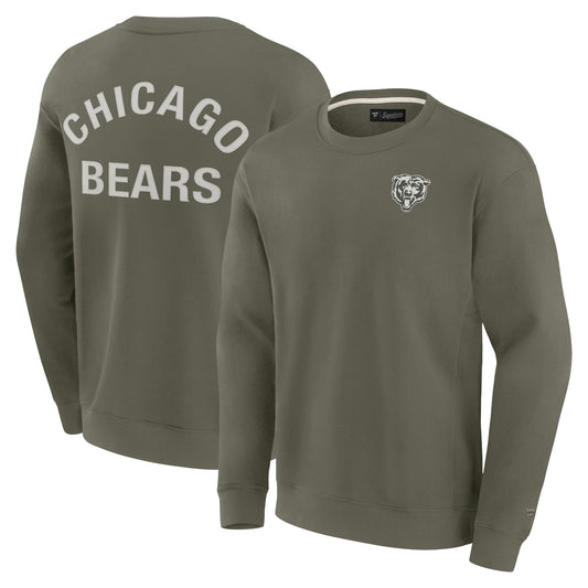 Unisex Fanatics Olive Chicago Bears Super Soft Pullover Crew Sweatshirt