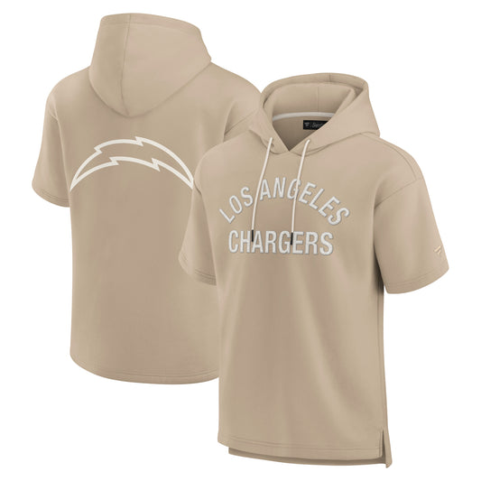 Unisex Fanatics Khaki Los Angeles Chargers Elements Super Soft Fleece Short Sleeve Pullover Hoodie