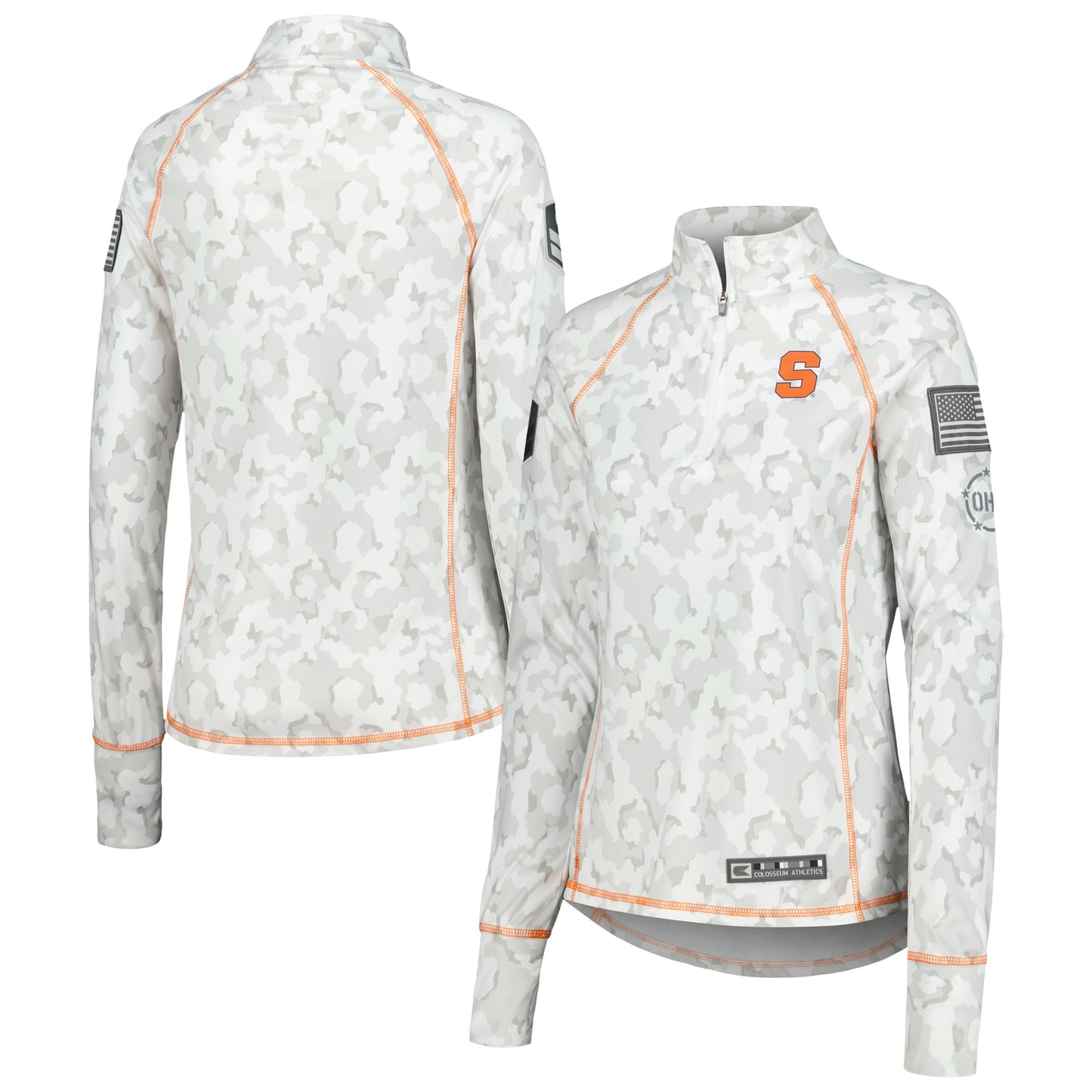 Women's Colosseum Camo Syracuse Orange OHT Military Appreciation Officer Arctic Lightweight Quarter-Zip Top