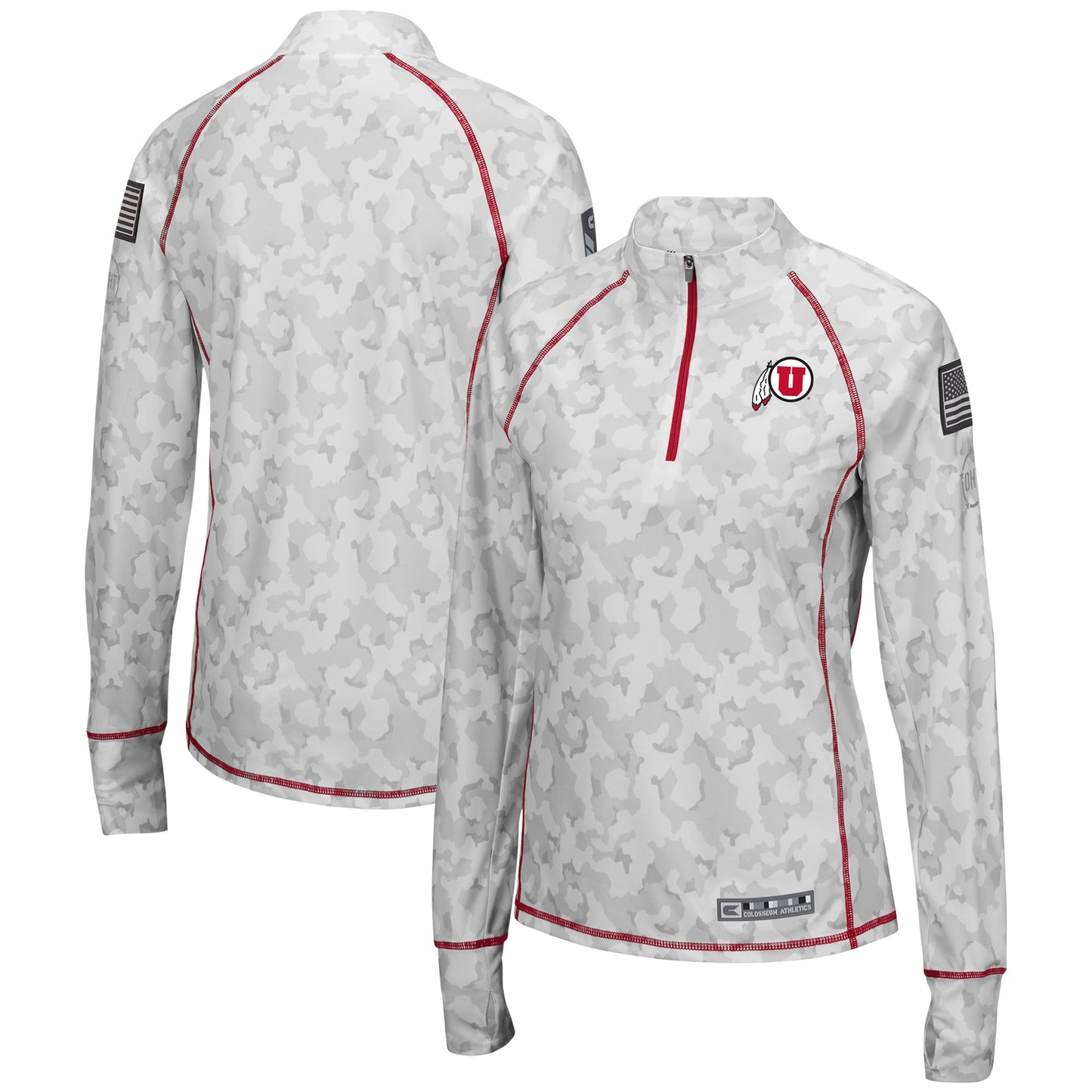 Women's Colosseum Camo Utah Utes OHT Military Appreciation Officer Arctic Lightweight Quarter-Zip Top