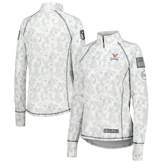 Women's Colosseum Camo Virginia Cavaliers OHT Military Appreciation Officer Arctic Lightweight Quarter-Zip Top