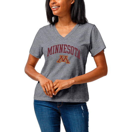 Women's League Collegiate Wear  Heather Gray Minnesota Golden Gophers Intramural Boyfriend Tri-Blend V-Neck T-Shirt