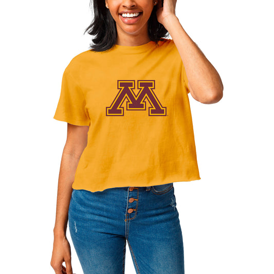 Women's League Collegiate Wear  Gold Minnesota Golden Gophers Clothesline Cropped T-Shirt