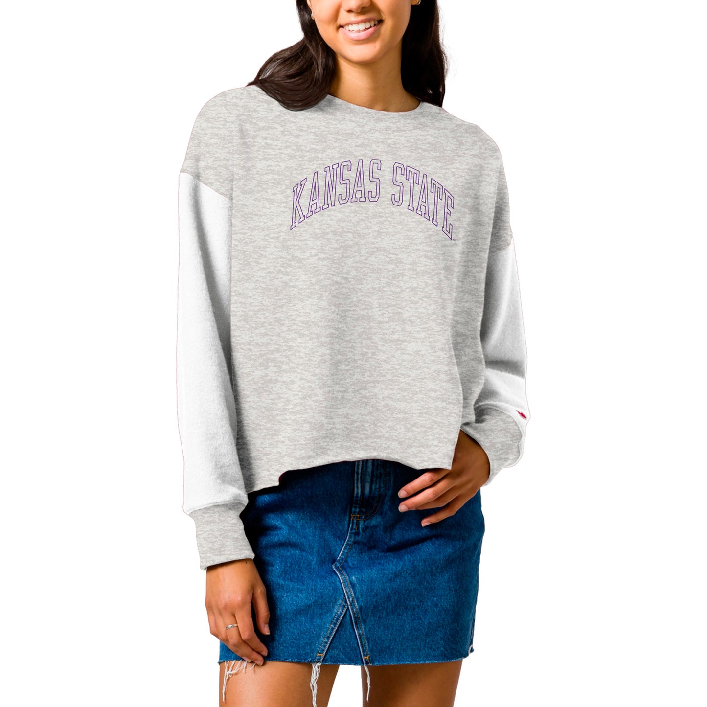 Women's League Collegiate Wear  Gray Kansas State Wildcats Reverse Fleece Cropped Pullover Sweatshirt