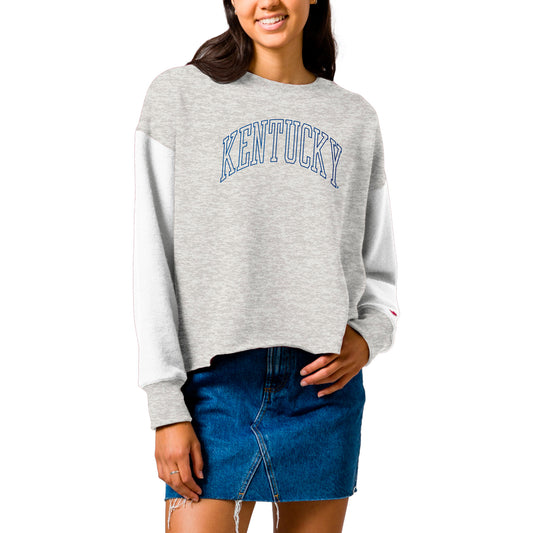 Women's League Collegiate Wear  Gray Kentucky Wildcats Reverse Fleece Cropped Pullover Sweatshirt