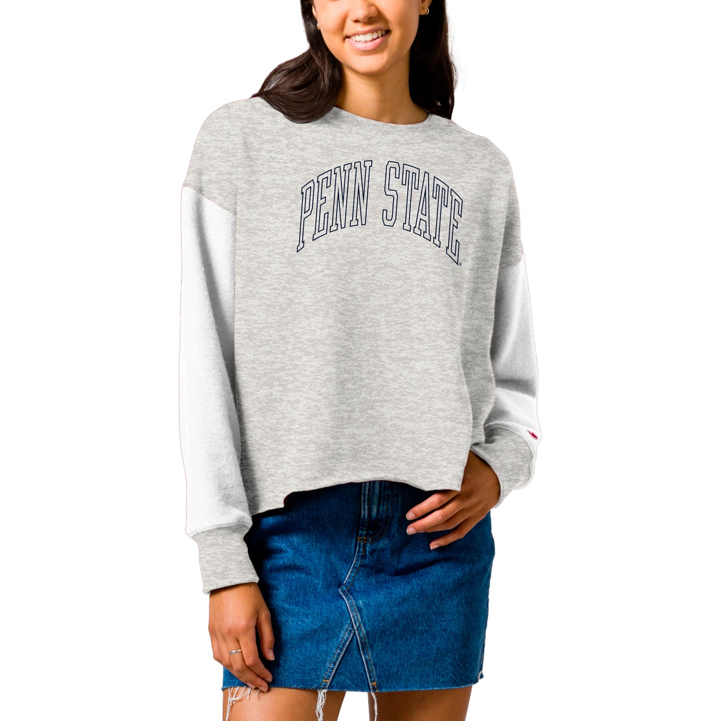 Women's League Collegiate Wear  Gray Penn State Nittany Lions Reverse Fleece Cropped Pullover Sweatshirt