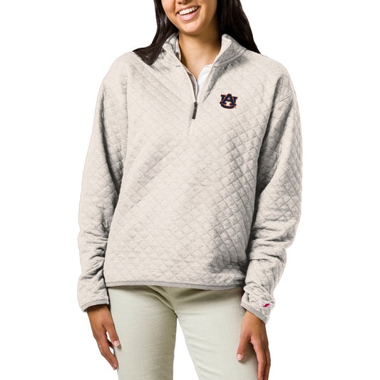 Women's League Collegiate Wear  Cream Auburn Tigers Highland Quilted Quarter-Zip Pullover Top