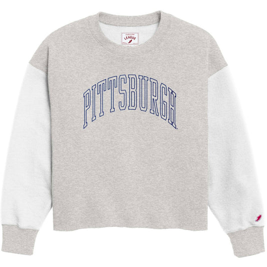 Women's League Collegiate Wear  Gray Pitt Panthers Reverse Fleece Cropped Pullover Sweatshirt