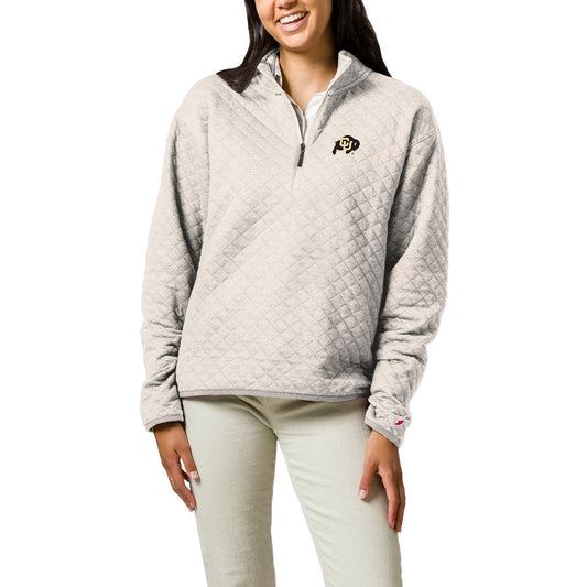 Women's League Collegiate Wear  Cream Colorado Buffaloes Highland Quilted Quarter-Zip Pullover Top