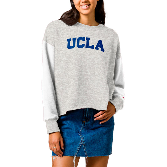 Women's League Collegiate Wear  Gray UCLA Bruins Reverse Fleece Cropped Pullover Sweatshirt