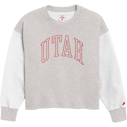 Women's League Collegiate Wear  Gray Utah Utes Reverse Fleece Cropped Pullover Sweatshirt
