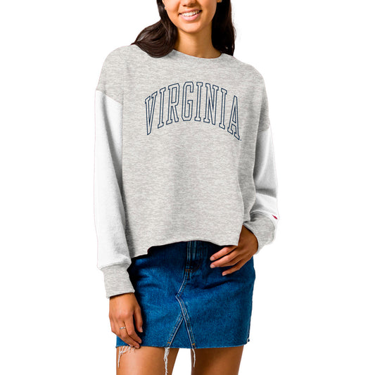 Women's League Collegiate Wear  Gray Virginia Cavaliers Reverse Fleece Cropped Pullover Sweatshirt