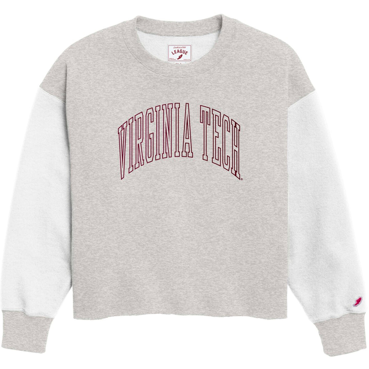 Women's League Collegiate Wear  Gray Virginia Tech Hokies Reverse Fleece Cropped Pullover Sweatshirt