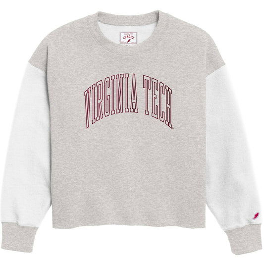 Women's League Collegiate Wear  Gray Virginia Tech Hokies Reverse Fleece Cropped Pullover Sweatshirt