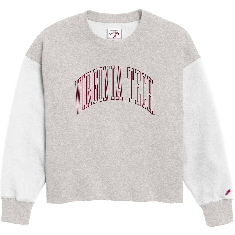 Women's League Collegiate Wear  Gray Virginia Tech Hokies Reverse Fleece Cropped Pullover Sweatshirt