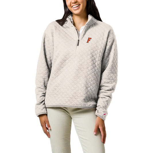 Women's League Collegiate Wear  Cream Florida Gators Highland Quilted Quarter-Zip Pullover Top