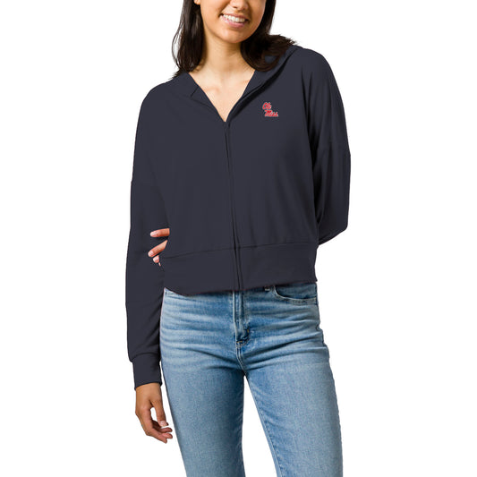 Women's League Collegiate Wear  Navy Ole Miss Rebels All Day Full-Zip Cropped Hoodie