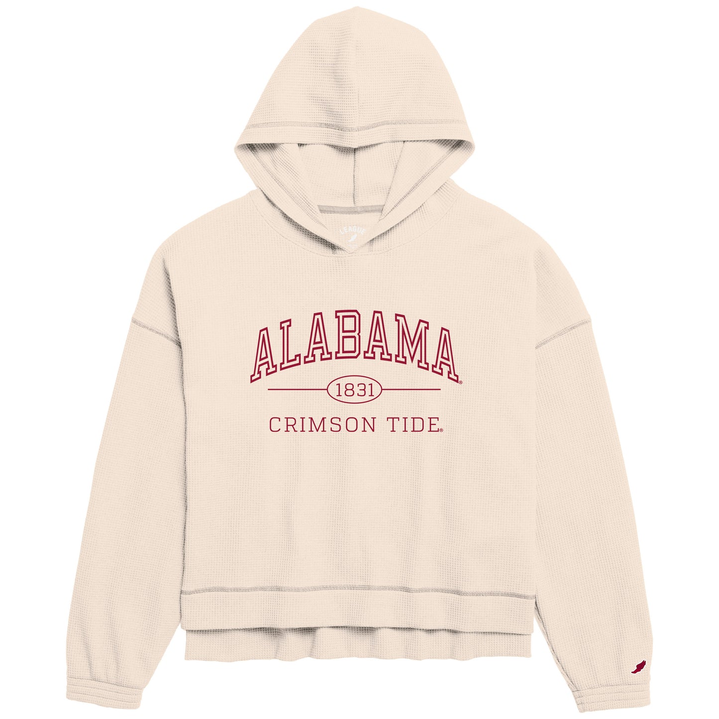 Women's League Collegiate Wear  Cream Alabama Crimson Tide Waffle Oversized Long Sleeve Hoodie T-Shirt