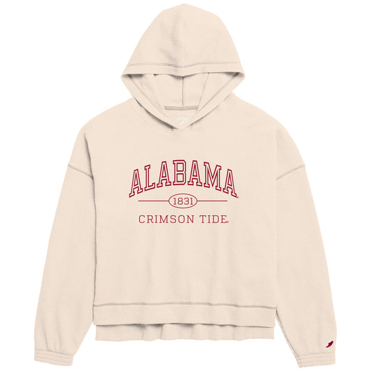 Women's League Collegiate Wear  Cream Alabama Crimson Tide Waffle Oversized Long Sleeve Hoodie T-Shirt