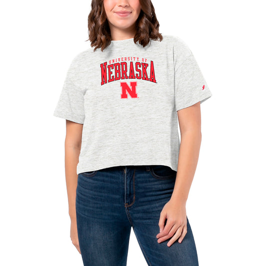 Women's League Collegiate Wear  White Nebraska Huskers Intramural Midi Tri-Blend T-Shirt