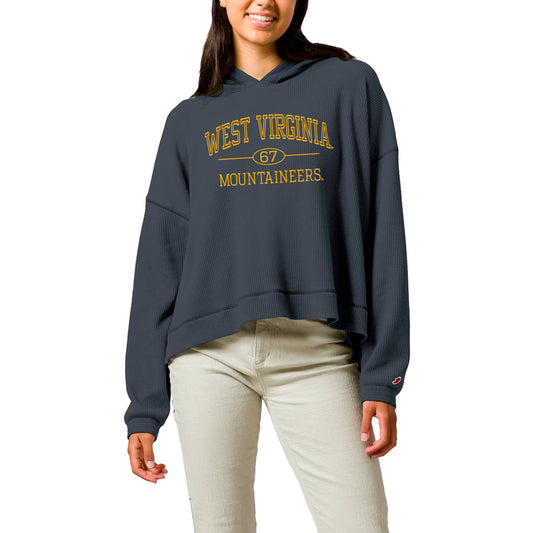 Women's League Collegiate Wear  Navy West Virginia Mountaineers Waffle Oversized Long Sleeve Hoodie T-Shirt