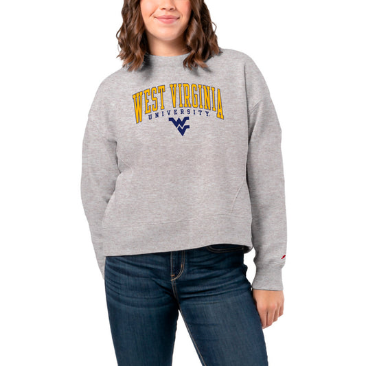 Women's League Collegiate Wear  Ash West Virginia Mountaineers 1636 Boxy Pullover Sweatshirt