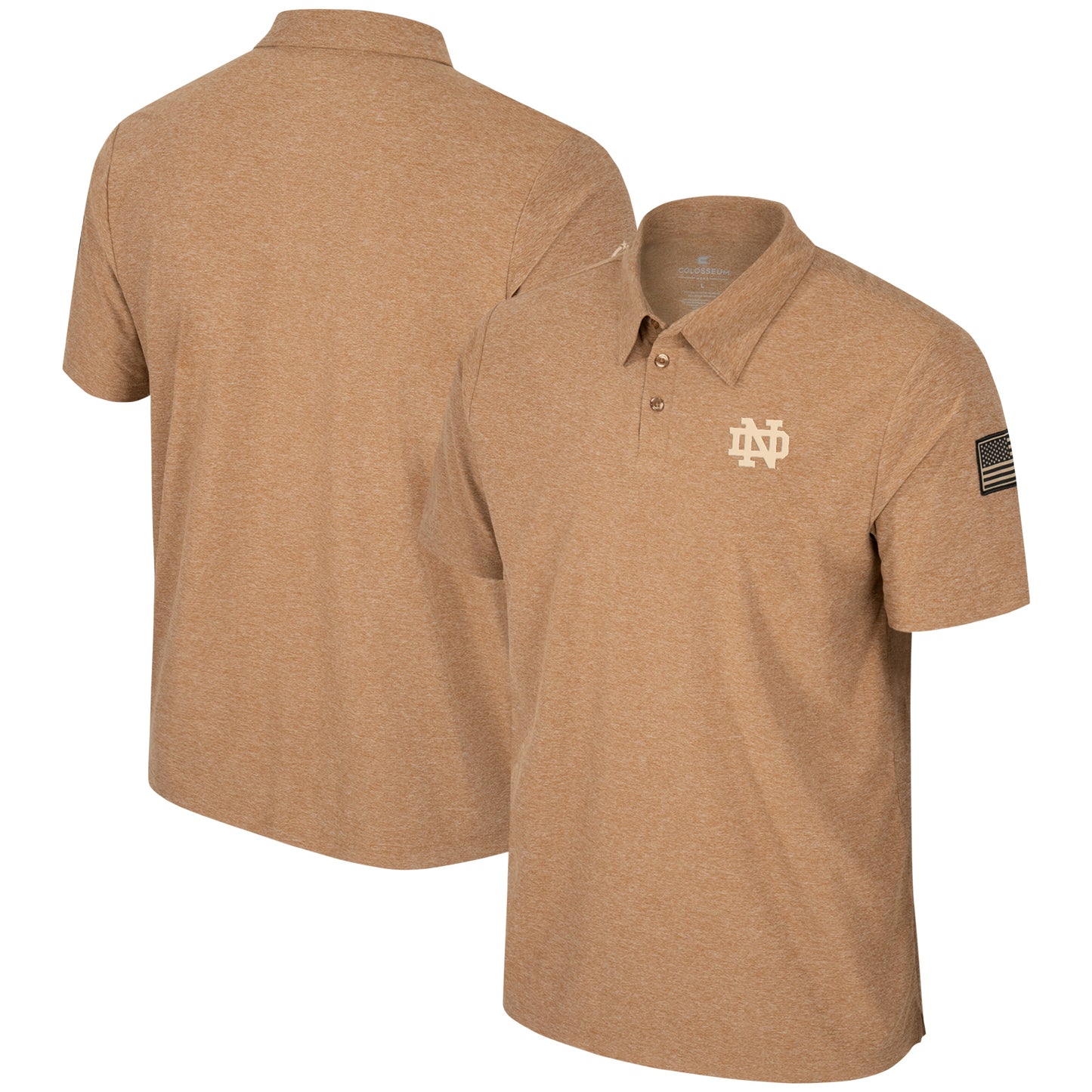 Men's Colosseum Khaki Notre Dame Fighting Irish OHT Military Appreciation Cloud Jersey Desert Polo