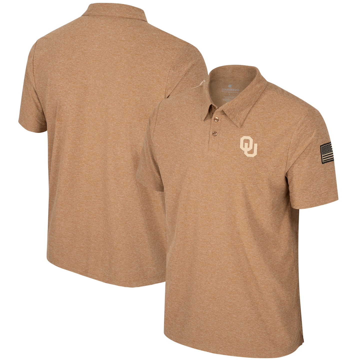 Men's Colosseum Khaki Oklahoma Sooners OHT Military Appreciation Cloud Jersey Desert Polo