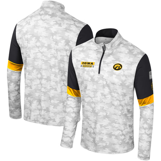 Men's Colosseum  Camo Iowa Hawkeyes OHT Military Appreciation Tomahawk Quarter-Zip Windshirt