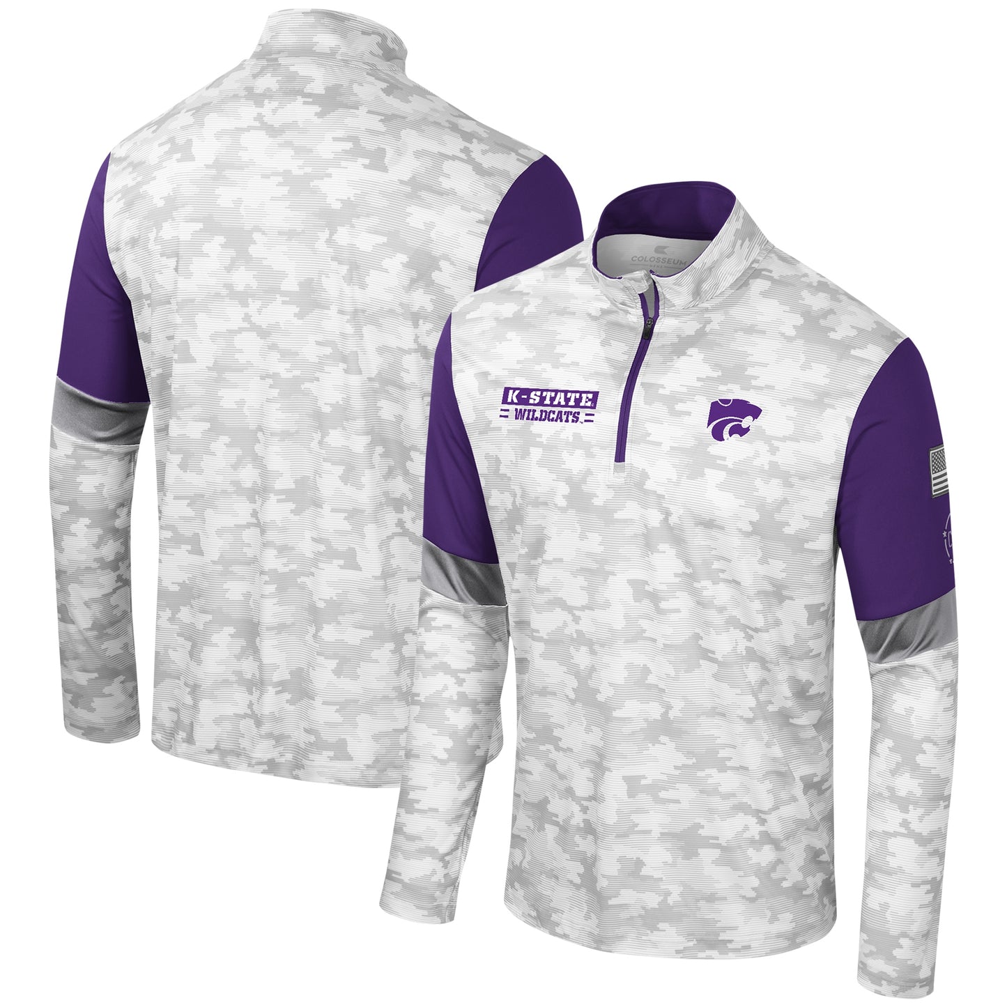 Men's Colosseum  Camo Kansas State Wildcats OHT Military Appreciation Tomahawk Quarter-Zip Windshirt