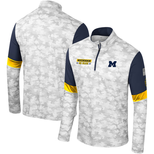 Men's Colosseum  Camo Michigan Wolverines OHT Military Appreciation Tomahawk Quarter-Zip Windshirt