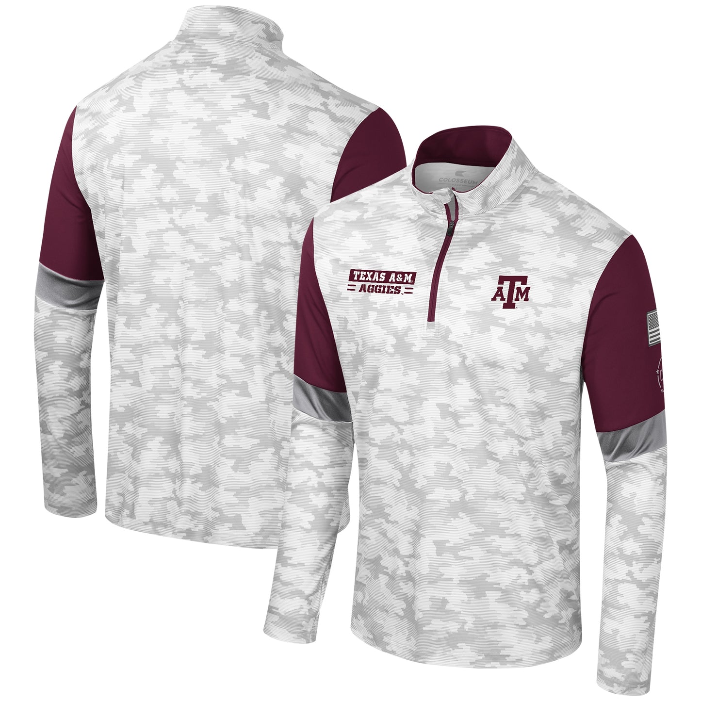 Men's Colosseum  Camo Texas A&M Aggies OHT Military Appreciation Tomahawk Quarter-Zip Windshirt