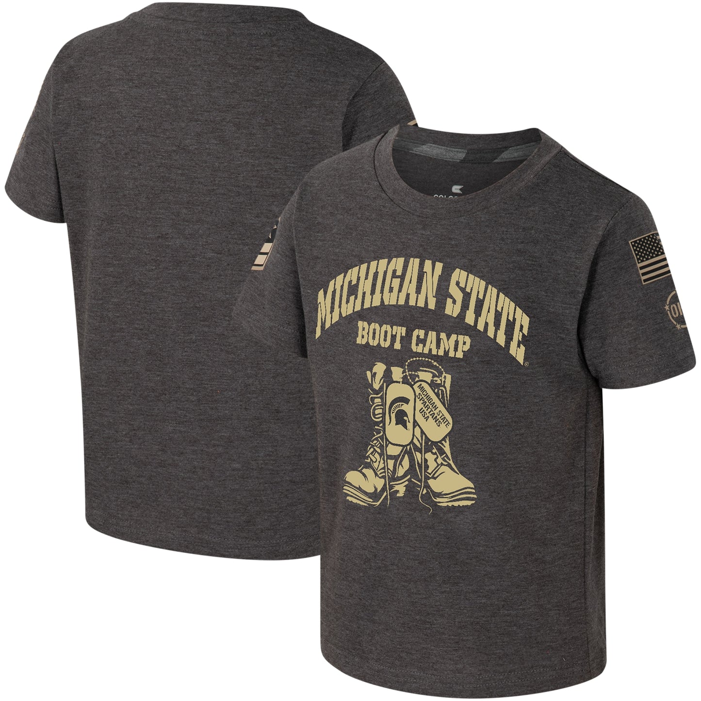 Toddler Colosseum Charcoal Michigan State Spartans OHT Military Appreciation Boot Camp T-Shirt