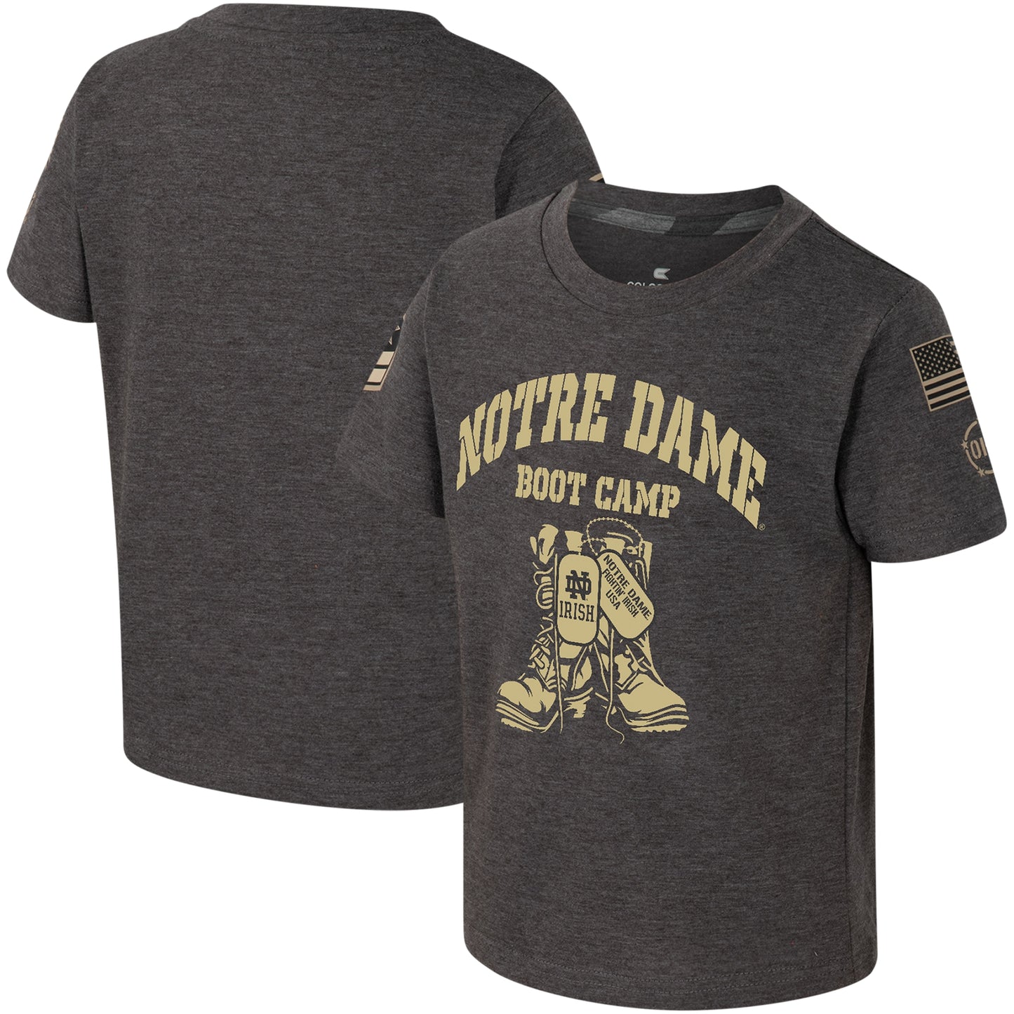 Toddler Colosseum Charcoal Notre Dame Fighting Irish OHT Military Appreciation Boot Camp T-Shirt