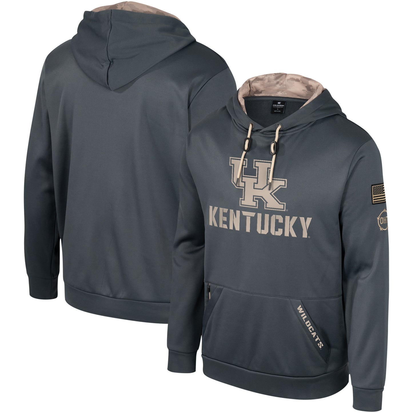 Men's Colosseum Charcoal Kentucky Wildcats OHT Military Appreciation Pullover Hoodie