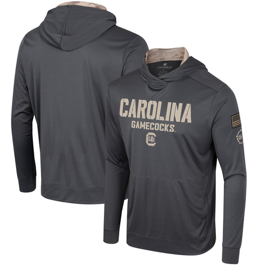 Men's Colosseum Charcoal South Carolina Gamecocks OHT Military Appreciation Long Sleeve Hoodie T-Shirt