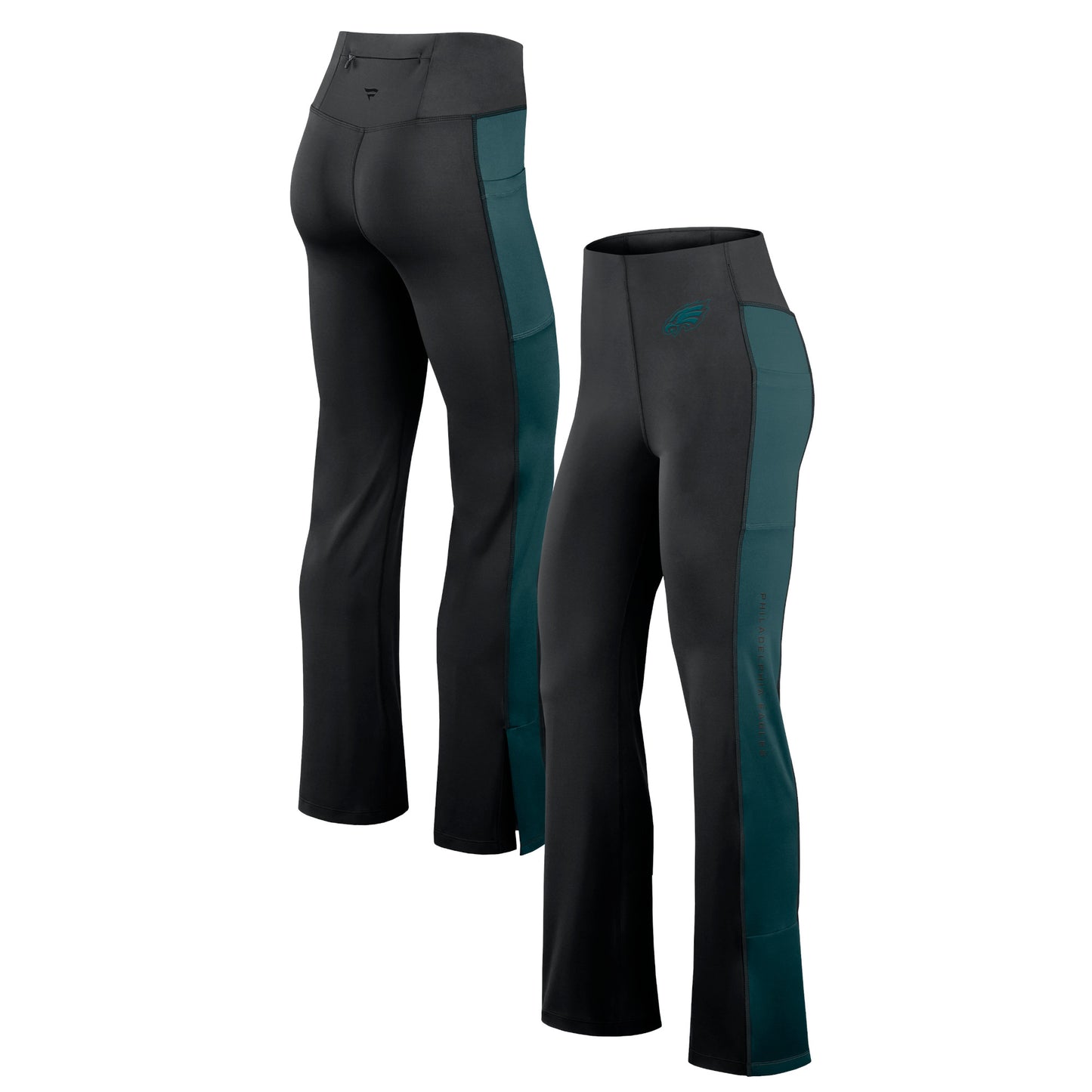 Women's Fanatics Black Philadelphia Eagles Studio Fitted Flared Leggings