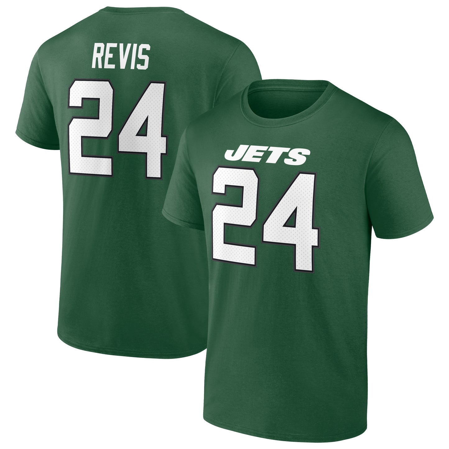 Men's Fanatics Darrelle Revis Green New York Jets Retired Player Icon Name & Number T-Shirt