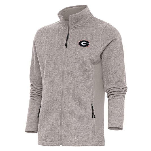 Women's Antigua  Oatmeal Georgia Bulldogs Course Full-Zip Jacket