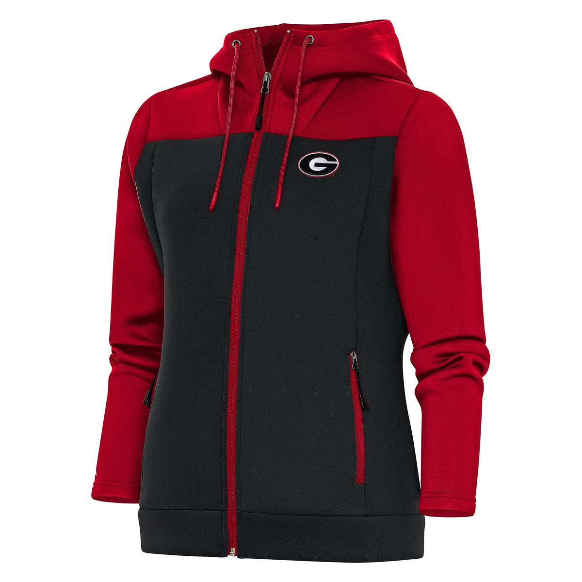 Women's Antigua Red/Black Georgia Bulldogs Protect Full-Zip Hoodie