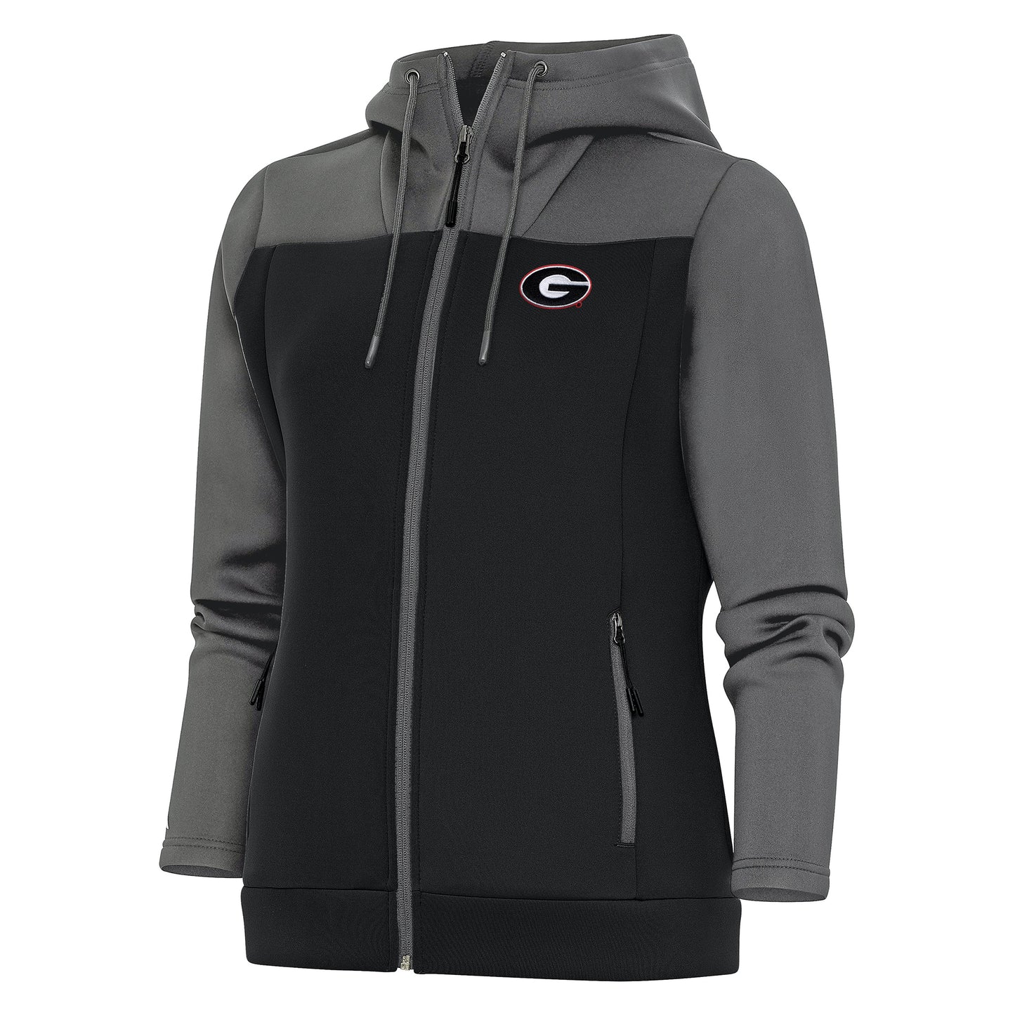 Women's Antigua Steel/Black Georgia Bulldogs Protect Full-Zip Hoodie