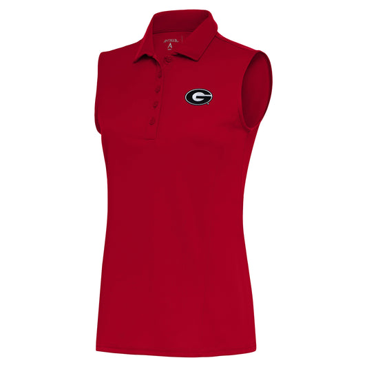 Women's Antigua  Red Georgia Bulldogs Tribute Sleeveless Polo