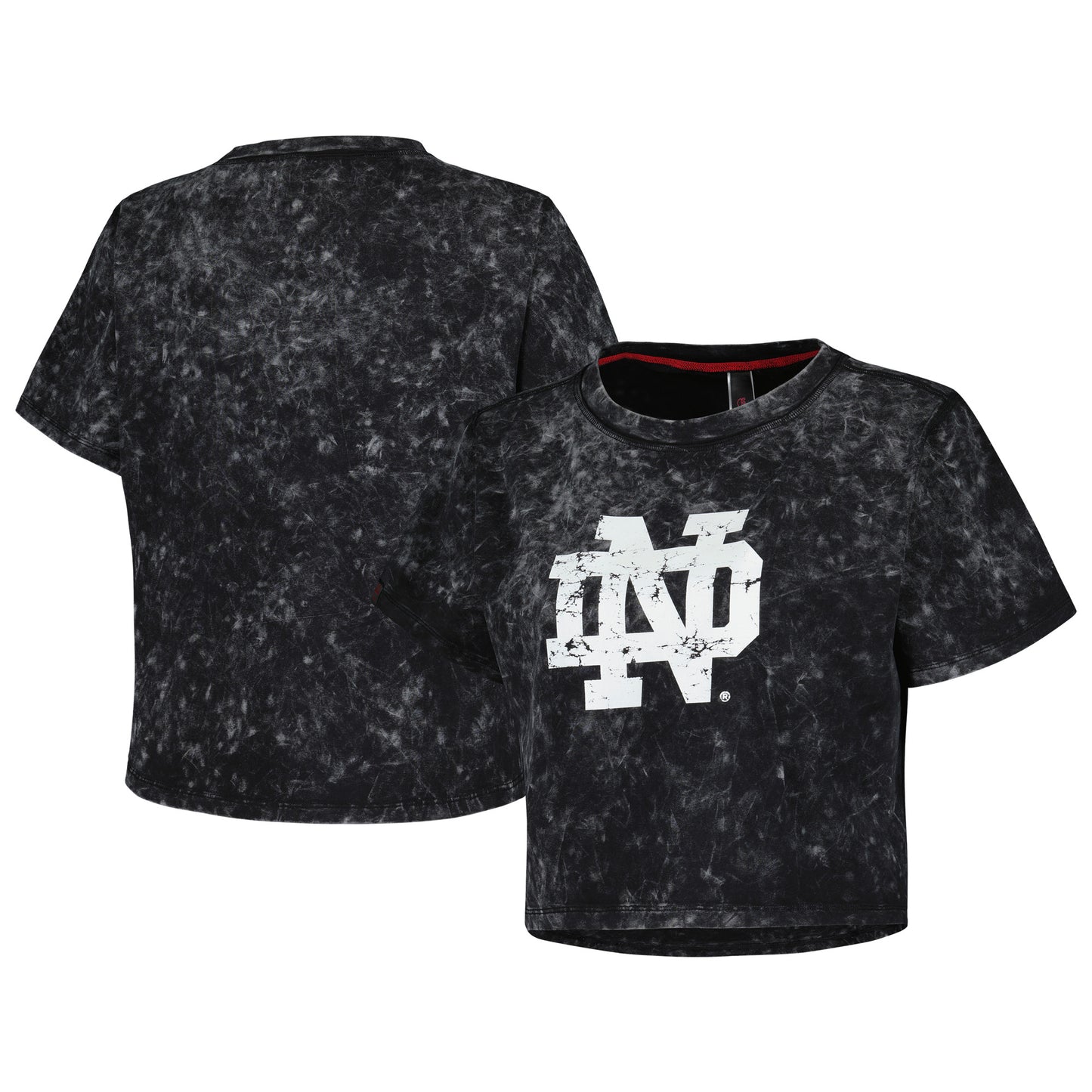 Women's Black Notre Dame Fighting Irish Vintage Wash Milky Silk Cropped T-Shirt