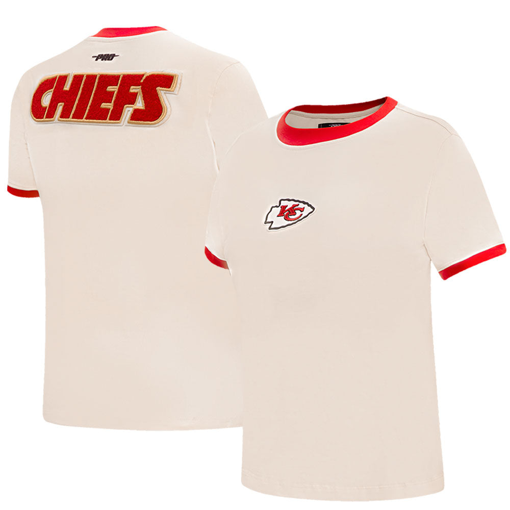 Women's Pro Standard Cream Kansas City Chiefs Retro Classic Ringer T-Shirt