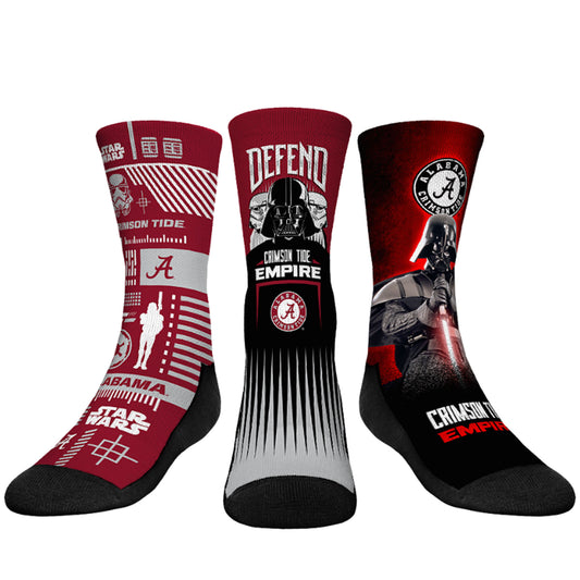 Youth Rock Em Socks Darth Vader & Stormtrooper Alabama Crimson Tide Star Wars Three-Pack Crew Socks Set