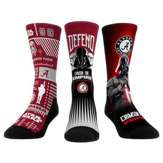 Unisex Rock Em Socks Darth Vader & Stormtrooper Alabama Crimson Tide Star Wars Three-Pack Crew Socks Set