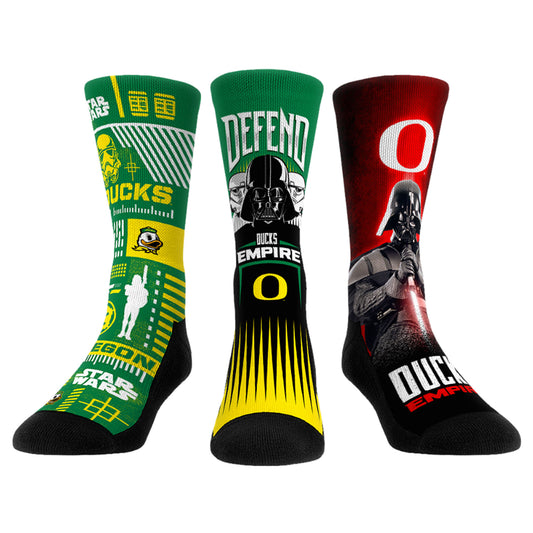 Unisex Rock Em Socks Darth Vader & Stormtrooper Oregon Ducks Star Wars Three-Pack Crew Socks Set