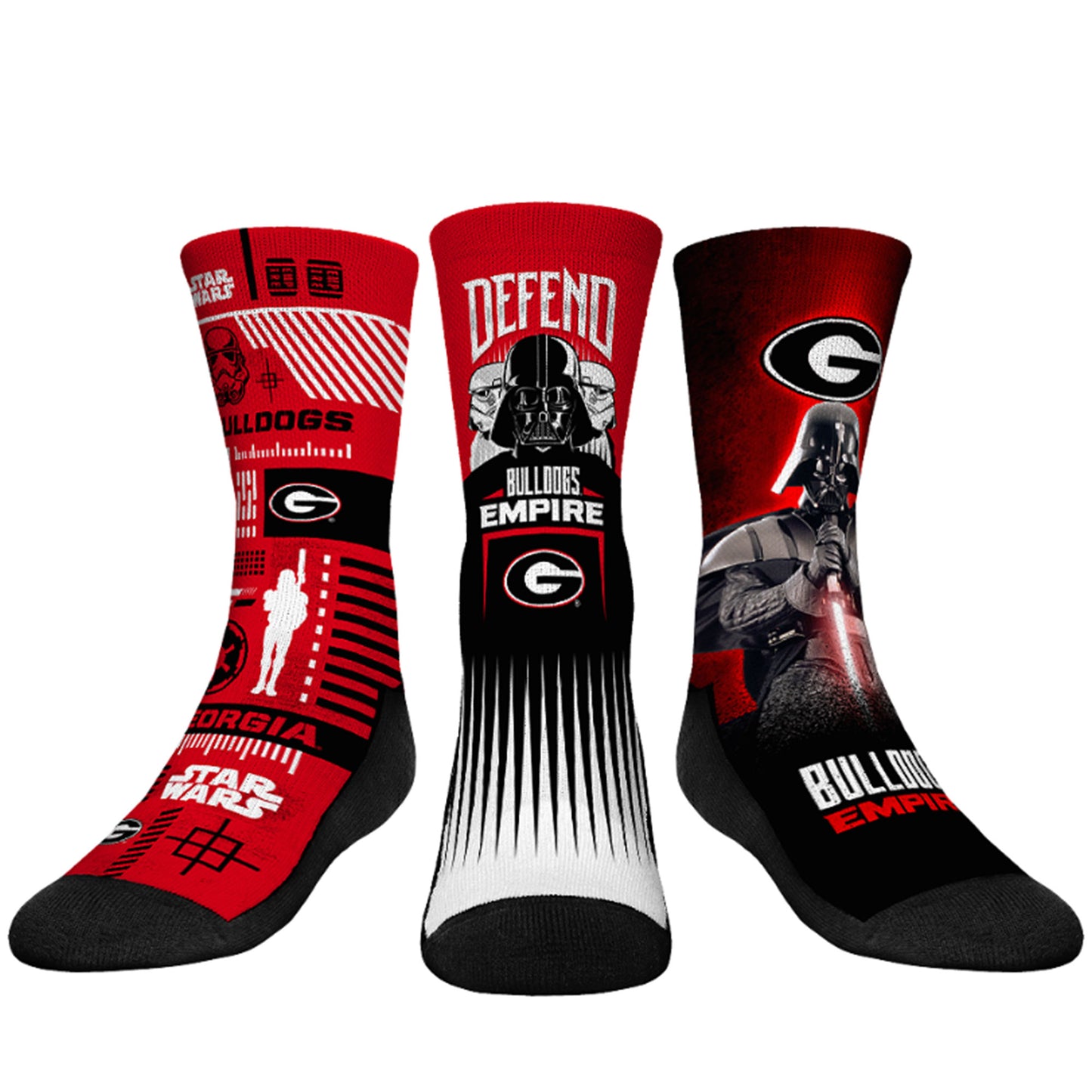 Youth Rock Em Socks Darth Vader & Stormtrooper Georgia Bulldogs Star Wars Three-Pack Crew Socks Set