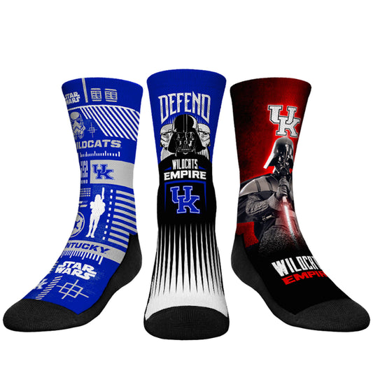 Youth Rock Em Socks Darth Vader & Stormtrooper Kentucky Wildcats Star Wars Three-Pack Crew Socks Set