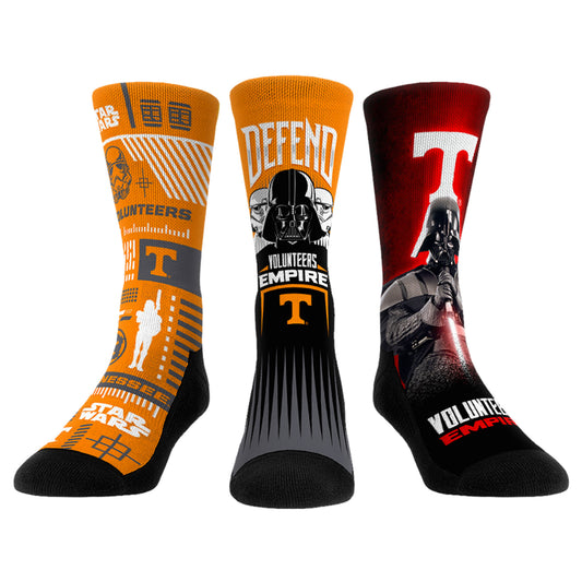 Unisex Rock Em Socks Darth Vader & Stormtrooper Tennessee Volunteers Star Wars Three-Pack Crew Socks Set